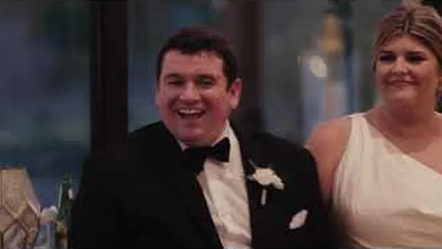 Laughter at Colin and Kimberly's reception at Pecan Springs Ranch
